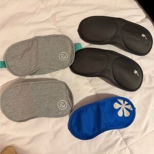 Set of 5 airline Sleep Masks in Black, Gray, and Blue
